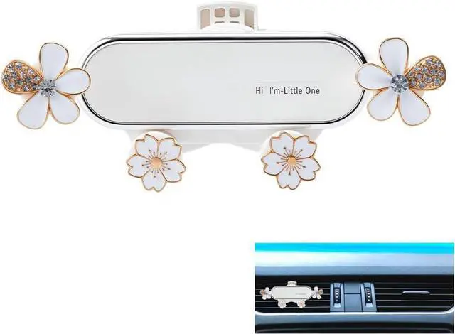 Main image of Car Cellphone Holder Adorable Car Phone Holder Cute Phone Holders for Your Cars Elegant Flower Crystal Air Vent Phones Holders Cars Phones Mount with Sturdy Air Vent Clip for Smartphone
