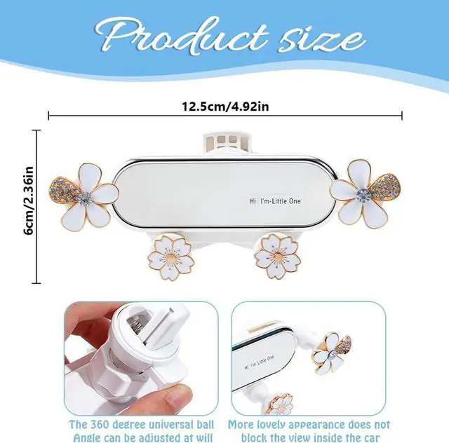 Alt view image 2 of 5 - Car Cellphone Holder Adorable Car Phone Holder Cute Phone Holders for Your Cars Elegant Flower Crystal Air Vent Phones Holders Cars Phones Mount with Sturdy Air Vent Clip for Smartphone