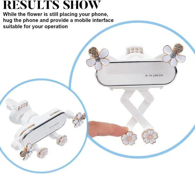 Alt view image 3 of 5 - Car Cellphone Holder Adorable Car Phone Holder Cute Phone Holders for Your Cars Elegant Flower Crystal Air Vent Phones Holders Cars Phones Mount with Sturdy Air Vent Clip for Smartphone