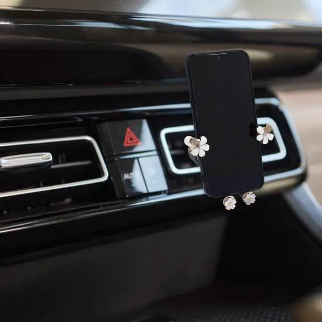 Alt view image 4 of 5 - Car Cellphone Holder Adorable Car Phone Holder Cute Phone Holders for Your Cars Elegant Flower Crystal Air Vent Phones Holders Cars Phones Mount with Sturdy Air Vent Clip for Smartphone