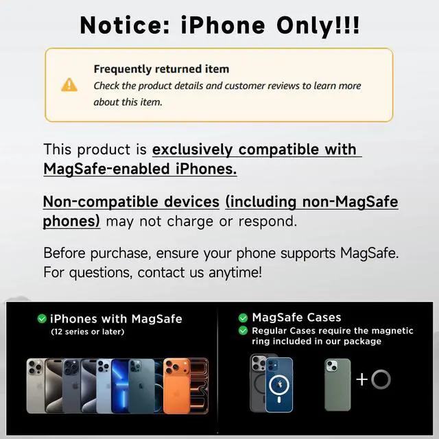 Alt view image 7 of 7 - 15W Only for iPhone MagSafe Car Mount Charger 360% Adjustable Aluminum Alloy Arm Relocatable Car Phone Holder Magnetic Wireless Fast Charging Cell Phone Holder for All Car Models Black
