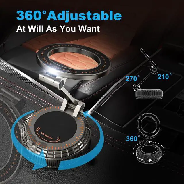 Alt view image 4 of 7 - Metal Magnetic Car Phone Holder 360° Adjustable Magsafe Car Phone Mount Vacuum Suction Cup Phone Holders for Your Car for iPhone 17-12 Pro Max Air Plus & Android (Dark Gray)