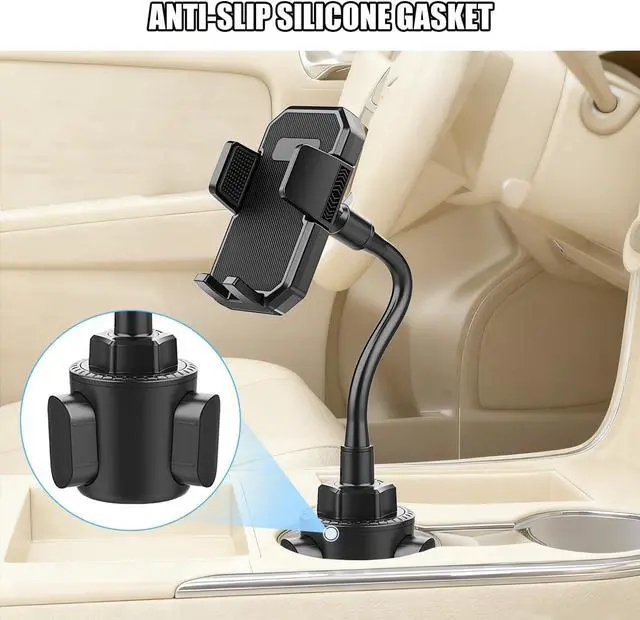 Alt view image 4 of 6 - Car Cup Holder Phone Mount 360° Rotatable Long Neck Vehicle Cup Cellphone Stand with Expandable Base Adjustable Auto Cupholder Mobile Phone Cradle Universal for Most Smartphones