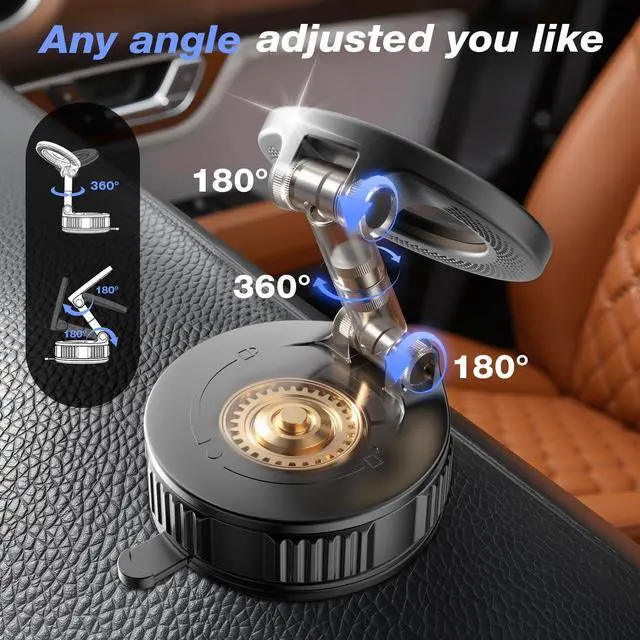 Alt view image 3 of 7 - Phone Holders for Your Car for Magsafe (130+LB Strongest Ever Suction) 360° Adjustable Vacuum Car Phone Mount Magnetic Car Phone Holder for iPhone 17 Pro Max for Automotive Multi Gauges