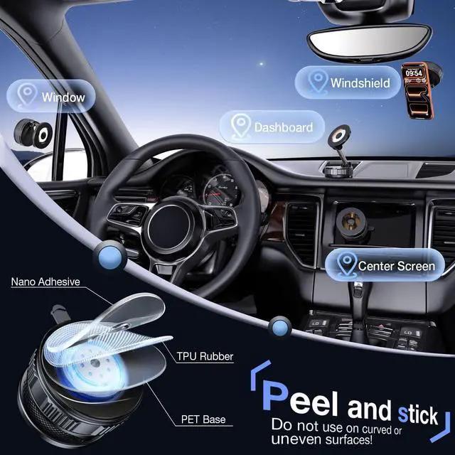 Alt view image 4 of 7 - Phone Holders for Your Car for Magsafe (130+LB Strongest Ever Suction) 360° Adjustable Vacuum Car Phone Mount Magnetic Car Phone Holder for iPhone 17 Pro Max for Automotive Multi Gauges