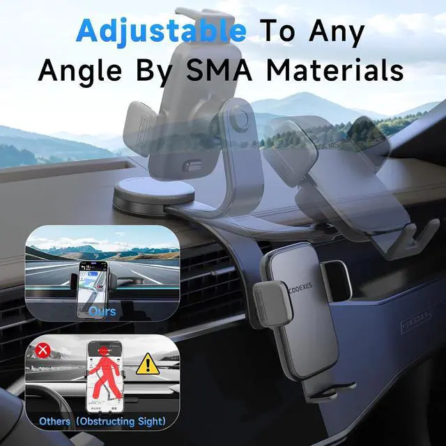 Alt view image 4 of 6 - Car Phone Holder 360°Rotation Vacuum Suction Cup Phone Mount - 108LBS Nano Gel for Car Bendable Arm & One-Hand Release Truck Phone Holder for iPhone 17 Pro Max Android