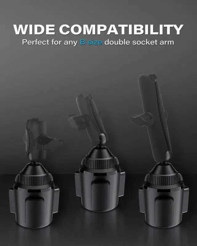 Alt view image 4 of 7 - Cup Holder Base with 1 Ball Heavy-Duty Expandable Cup Mount Compatible with B Size Double Socket Arms Fits 3 to 4 Cup Holders Anti-Slip Easy Install