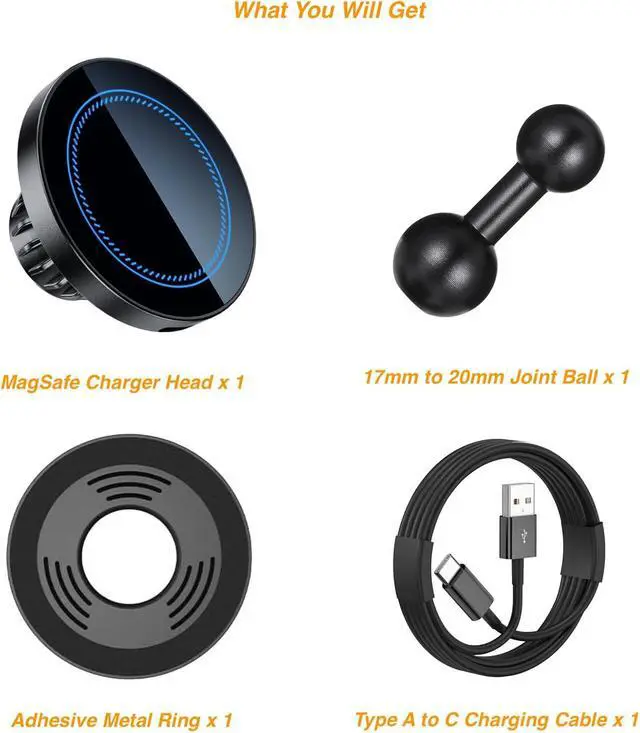 Alt view image 7 of 7 - Magnetic Wireless Charging Phone Holder with 20mm Ball Mount for MagSafe Metal 20mm Ball for MagSafe Charger Compatible with Bulletpoint Mounting Solutions