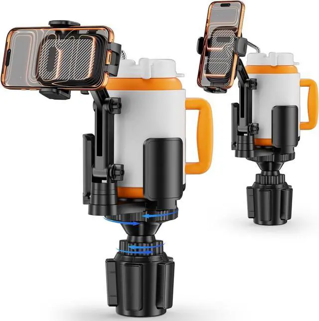 Main image of Phone Holders for Your Car 2 in 1 Cup Holder Phone Mount with Expander Secure Hold Adjustable Base and Long Arm with 360°Rotation Car Phone Holder for 4-7 devices and Up to 5.31 Most Bottles