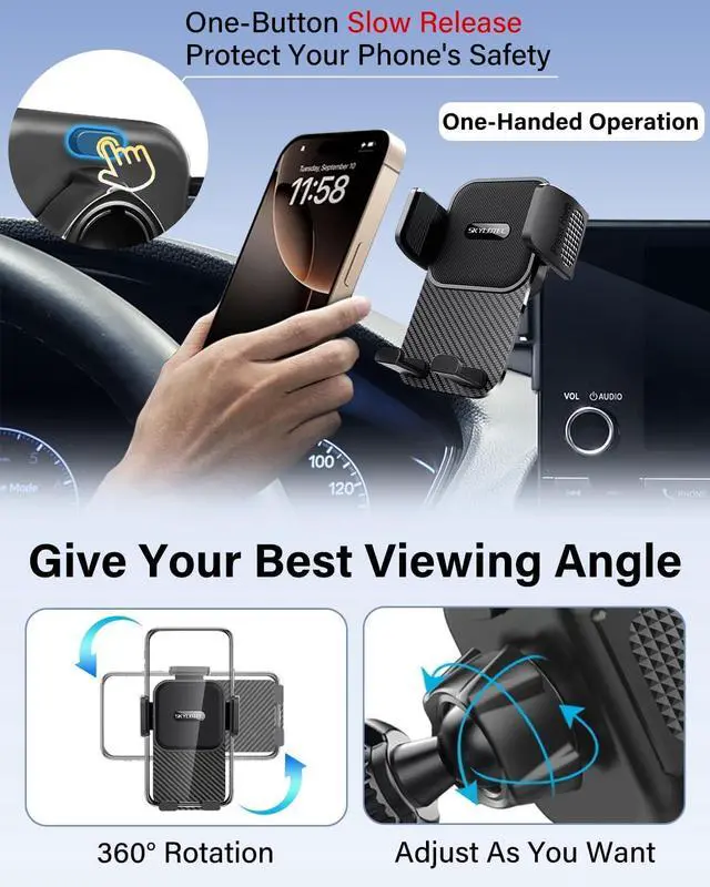 Alt view image 5 of 7 - Phone Mount for Toyota Camry 2021-2024 Accessories Hybrid LE/LE/SE/Nightshade 7-Inch Screen Automobile Cradles Camry Phone Holder Cell Phone Base Not Block Air Vent (No Fit 9-inch XLE/XSE)