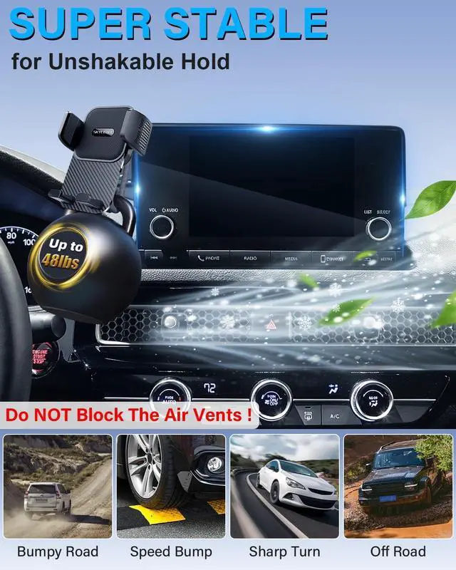 Alt view image 6 of 7 - Phone Mount for Toyota Camry 2021-2024 Accessories Hybrid LE/LE/SE/Nightshade 7-Inch Screen Automobile Cradles Camry Phone Holder Cell Phone Base Not Block Air Vent (No Fit 9-inch XLE/XSE)
