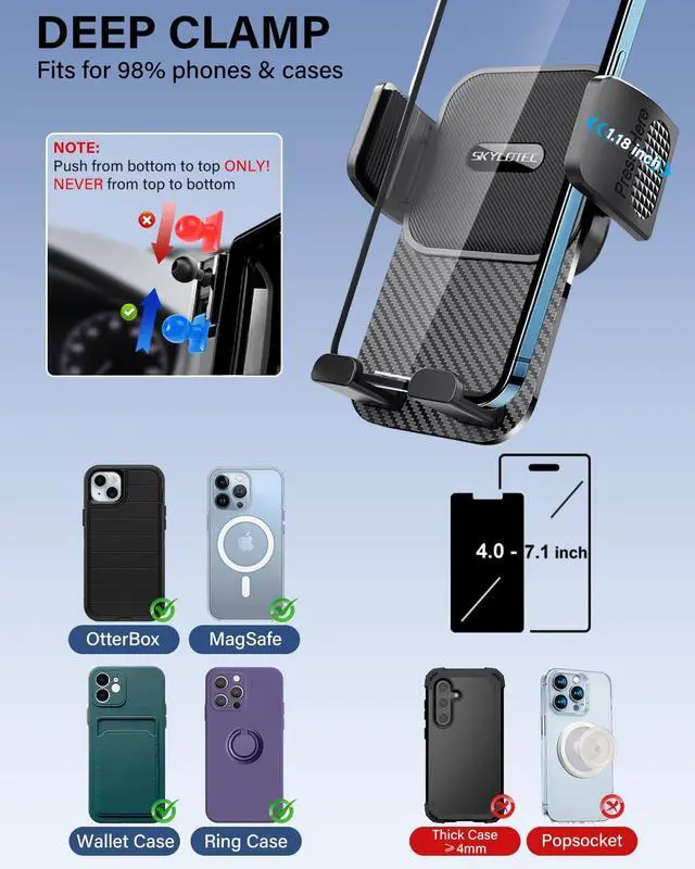 Alt view image 7 of 7 - Phone Mount for Toyota Camry 2021-2024 Accessories Hybrid LE/LE/SE/Nightshade 7-Inch Screen Automobile Cradles Camry Phone Holder Cell Phone Base Not Block Air Vent (No Fit 9-inch XLE/XSE)
