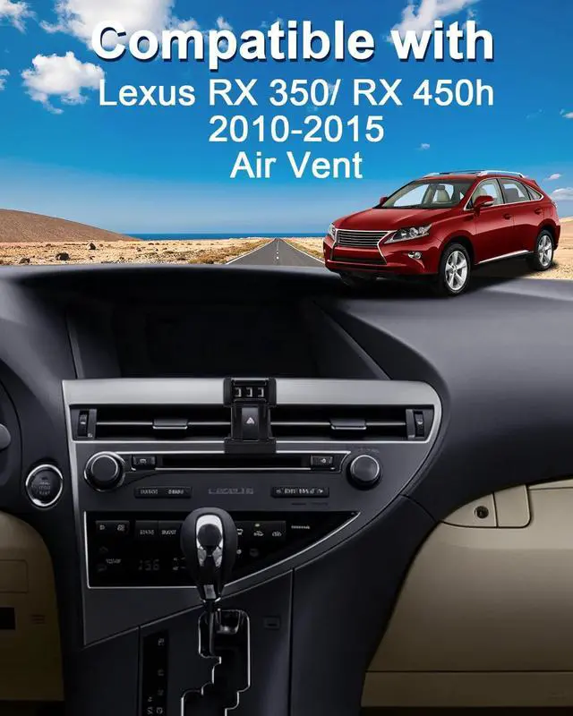 Alt view image 2 of 7 - Car Phone Mount for L-EXUS RX 350/ RX 450h 2010-2015 Accessories | Custom Air Vent Auto Lock One Button Release Car Phone Holder 360° Rotation Hands Free Cell Phone Automobile Cradles