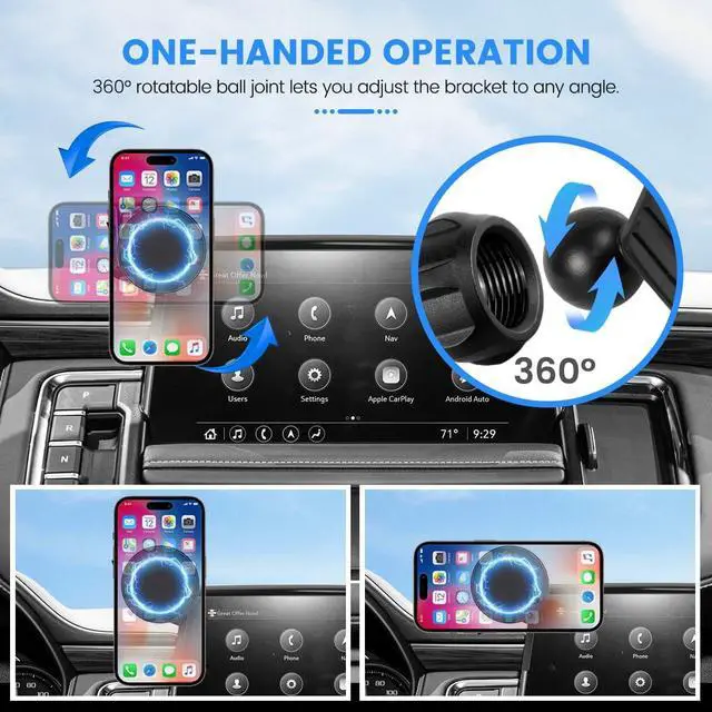 Alt view image 4 of 7 - Car Phone Holder Fit for Chevy Suburban Tahoe/GMC Yukon 2021-2024 Accessories 10.2-Inch Screen Fixed Clip Cell Phone Mount Compatible with MagSafe Hands-Free 360° Rotation Automobile Cradles