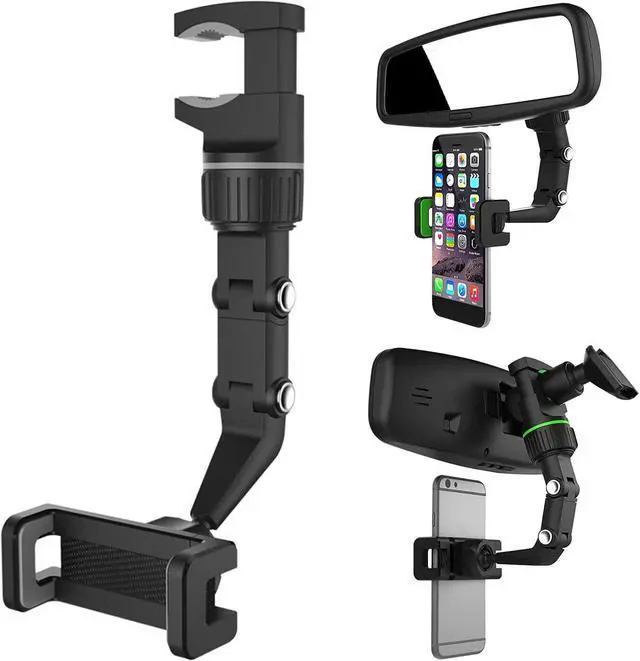 Main image of 360° Car Rearview Mirror Mount Stand Holder for Cell Phone and GPS 2023 New Universal Adjustable Phone Holder Can Be Fixed and Adjusted Automobile Cradles Suitable for All Phone Models