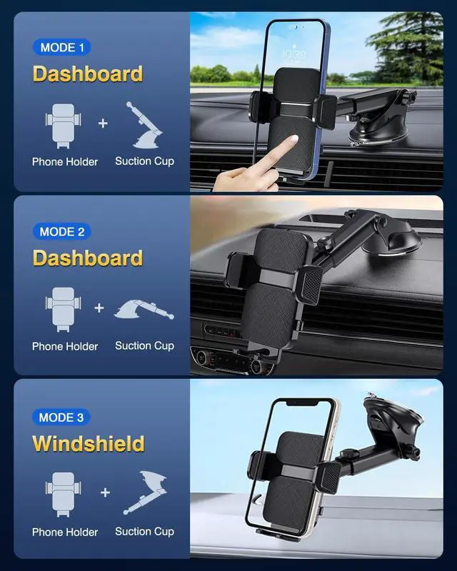 Alt view image 4 of 5 - Military-Grade Construction Phone Holders for Your CarUpgraded Suction & ClipCell Phone Mount Stand Universal Automobile Truck Cradle Dashboard Windshield for iPhone 17 Pro Max 16 15