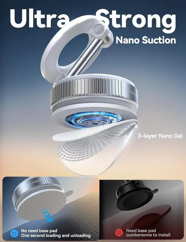 Alt view image 3 of 7 - Vacuum Magnetic Car Phone Holder Strongest Suction Cup 360° Adjustable Magsafe Car Phone Mount Foldable Cell Phone Holders for Your Car for iPhone 16 Pro Max 15 14 13 12 Plus/Android