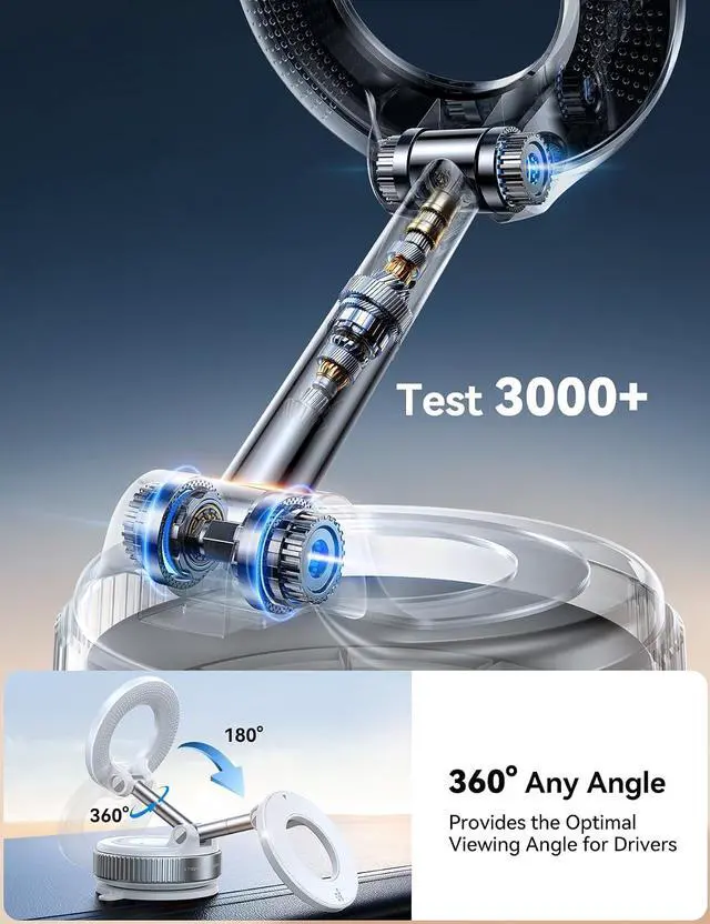 Alt view image 5 of 7 - Vacuum Magnetic Car Phone Holder Strongest Suction Cup 360° Adjustable Magsafe Car Phone Mount Foldable Cell Phone Holders for Your Car for iPhone 16 Pro Max 15 14 13 12 Plus/Android