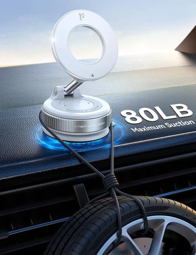 Alt view image 6 of 7 - Vacuum Magnetic Car Phone Holder Strongest Suction Cup 360° Adjustable Magsafe Car Phone Mount Foldable Cell Phone Holders for Your Car for iPhone 16 Pro Max 15 14 13 12 Plus/Android