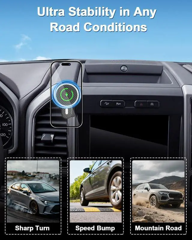 Alt view image 6 of 7 - Car Phone Mount for Ford F-150 F150 2015-2020 Accessories Custom Vent | Magnetic 15W Fast Wireless Charger Car Phone Holder Fixed Clip Hands Free 360° Rotation Cell Phone Automobile Cradles