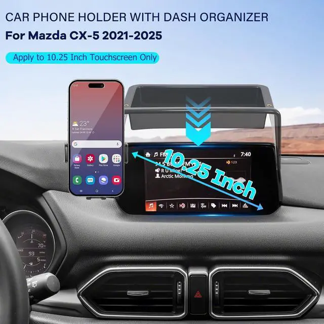 Alt view image 2 of 7 - Car Phone Holder Fit for Mazda CX5 2021-2025 Accessories Dashboard Organizer with Cell Phone Mount 10.25-inch Cell Phone Automobile Cradles Hands-Free 360 Degree Rotation
