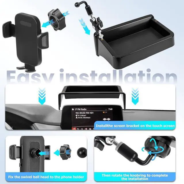 Alt view image 6 of 7 - Car Phone Holder Fit for Mazda CX5 2021-2025 Accessories Dashboard Organizer with Cell Phone Mount 10.25-inch Cell Phone Automobile Cradles Hands-Free 360 Degree Rotation