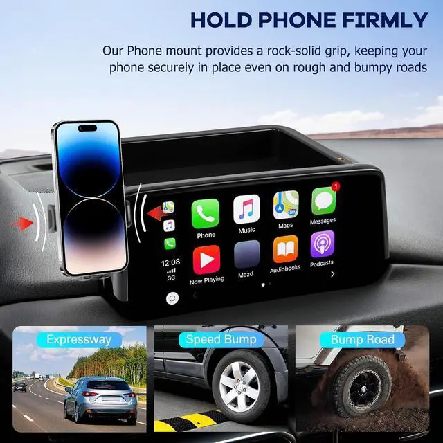 Alt view image 4 of 7 - Car Phone Holder Fit for Mazda CX5 2021-2025 Accessories Dashboard Organizer with Cell Phone Mount 10.25-inch Cell Phone Automobile Cradles Hands-Free 360 Degree Rotation