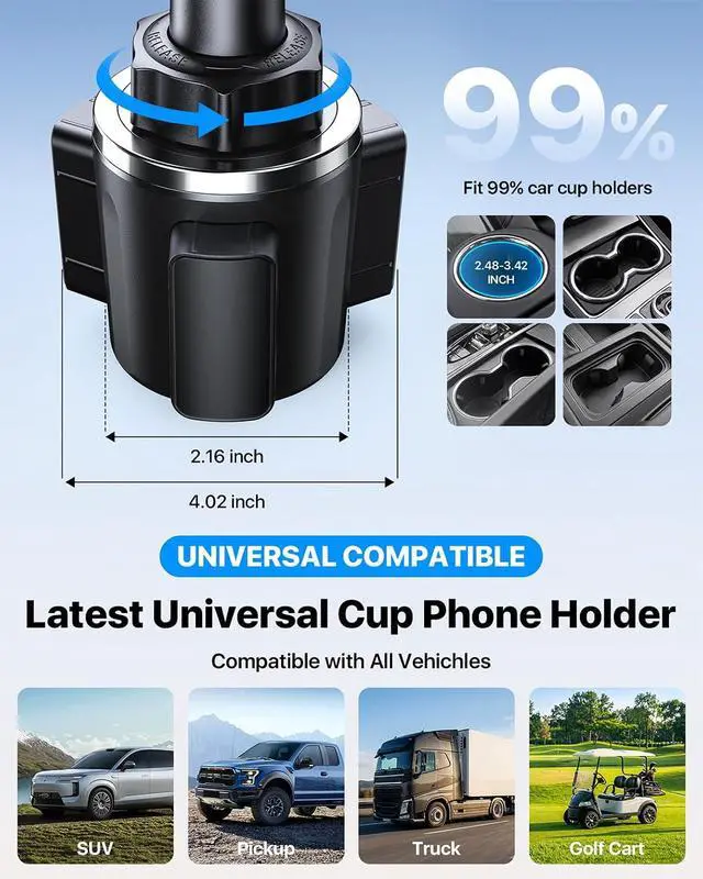 Alt view image 4 of 7 - [Upgrade Version Cup Phone Holder for Car Universal Adjustable Long Neck Car Phone Mount Cradle Friendly Compatible with iPhone Google and All 4.0-7.0 inches Smartphones