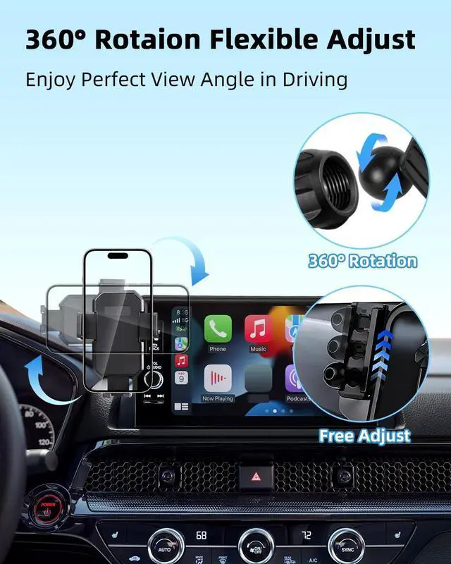 Alt view image 4 of 7 - Car Phone Holder for Hyundai Tucson/Hybrid 2025 2026 12.3-Inch Screen | Auto Lock Car Phone Mount Fixed Clip Hans-Free 360° Rotation Automobile Phone Cradles Fit iPhone & 4.0-7.0 Smartphones