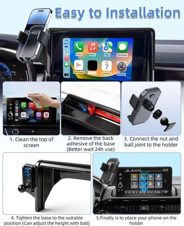 Alt view image 7 of 7 - Car Phone Holder for Hyundai Tucson/Hybrid 2025 2026 12.3-Inch Screen | Auto Lock Car Phone Mount Fixed Clip Hans-Free 360° Rotation Automobile Phone Cradles Fit iPhone & 4.0-7.0 Smartphones