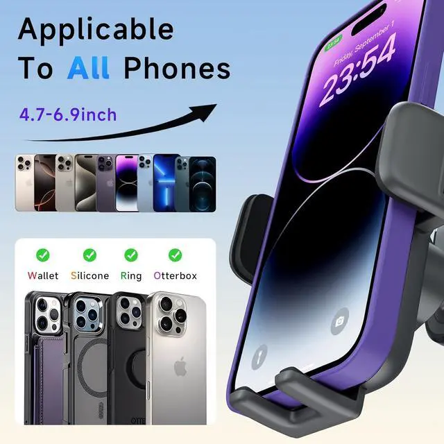 Alt view image 6 of 6 - Car Phone Holder 360°Rotation Vacuum Suction Cup Phone Mount - 108LBS Nano Gel for Car Bendable Arm & One-Hand Release Truck Phone Holder for iPhone 17 Pro Max Android