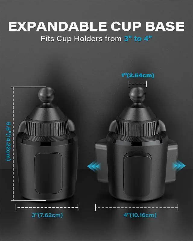 Alt view image 3 of 7 - Cup Holder Base with 1 Ball Heavy-Duty Expandable Cup Mount Compatible with B Size Double Socket Arms Fits 3 to 4 Cup Holders Anti-Slip Easy Install