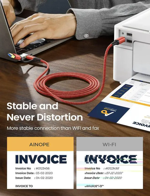 Alt view image 5 of 7 - Printer Cable 6.6 Feet Red Printer USB Cable USB A&USB C to USB-B 2.0 for MacBook Pro USB C MIDI Cable New-Nylon Braided Never Rupture for Yamaha Casio Digital Piano MIDI Controller