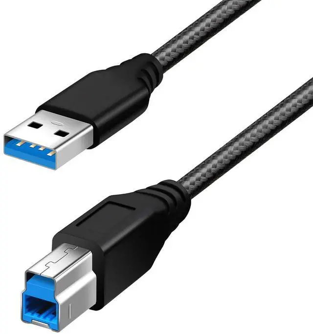 Main image of USB A to USB-B 3.0 Cable - Superspeed USB 3.0 Printer Cable 3ft Nylon Braided USB 3.0 Type B Monitor Cord for Docking Station External Hard Drivers Scanner Hub
