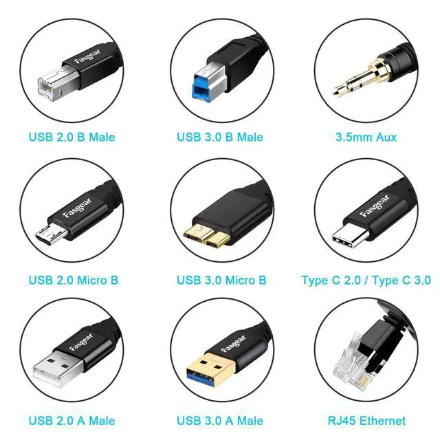 Alt view image 7 of 7 - USB A to USB-B 3.0 Cable - Superspeed USB 3.0 Printer Cable 3ft Nylon Braided USB 3.0 Type B Monitor Cord for Docking Station External Hard Drivers Scanner Hub