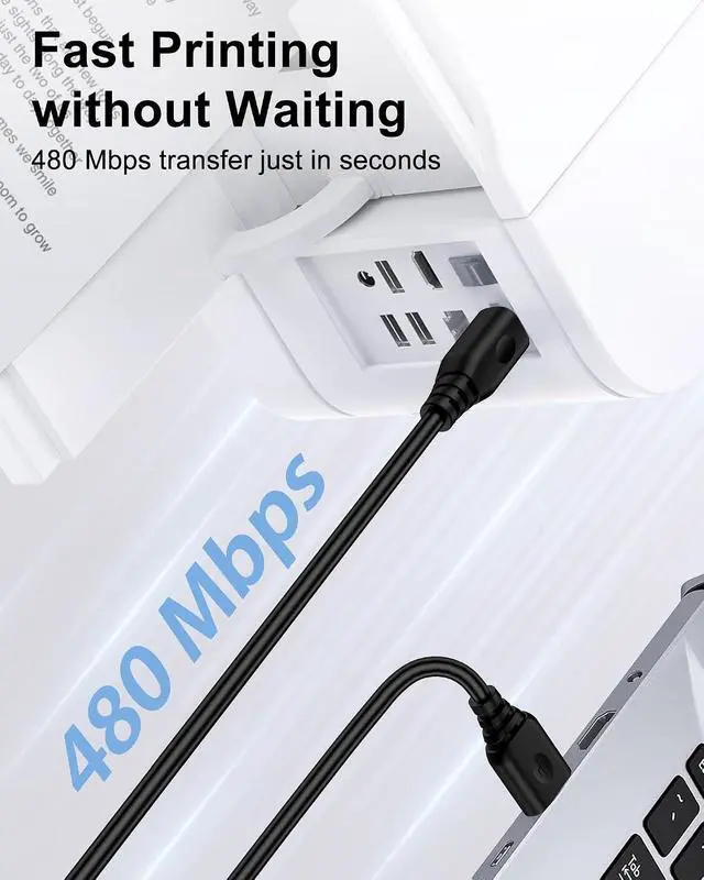 Alt view image 3 of 7 - 6FT Printer Cable USB A to USB B High Speed Printer Extension Cord | 6FT USB 2.0 Extension Cable USB A to Type B Wire for Type B Print Cord-Black