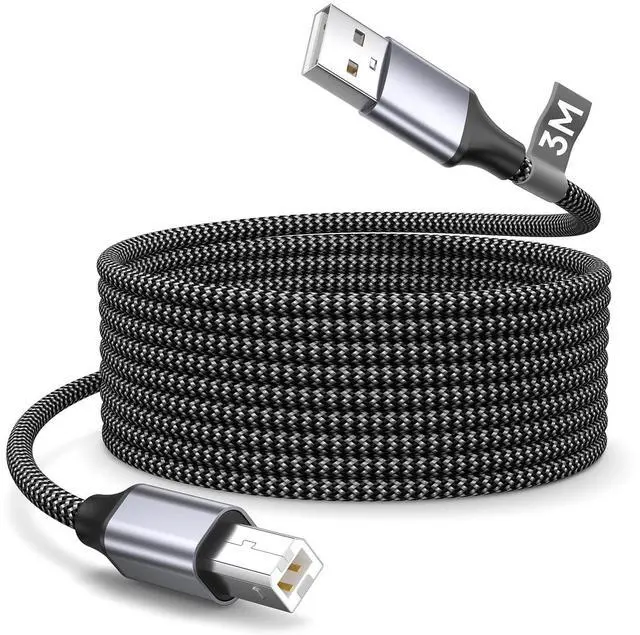Main image of USB A to USB B Printer Cable 10FT Nylon Braided High Speed USB 2.0 Type A to Type B Scanner Cable Cord for for Office/Home/Studio