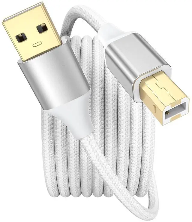 Main image of White Printer Cable USB Printer Cable 10 Feet Nylon Braided USB A to B Printer Cord High-Speed Compatible with Cricut Scanner Piano