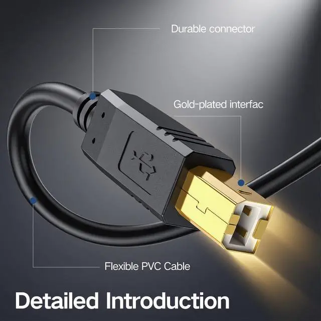 Alt view image 5 of 5 - USB 2.0 Cable - A-Male to B-Male -Printer/Scanner 10 Feet (3 Meters)