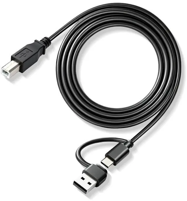Main image of 2 in 1 USB-B 2.0 Cable for Printer or External Hard Drive 6.5 Ft | Universal USB C/A Port Compatible with and more
