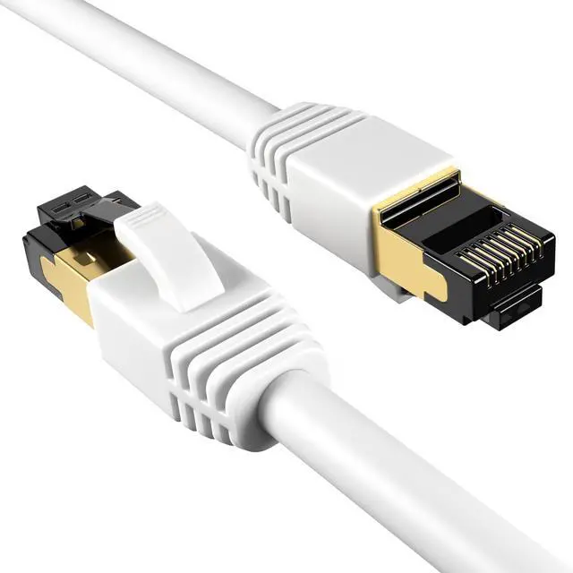 Main image of Cat8 White 0.5FT SFTP Ethernet Patch Cable 40Gbps 2000Mhz Connection 26AWG Shielded Copper RJ45 Backwards Compatible with Cat5, for Cat6, Cat7 for Modems, Routers, Networks