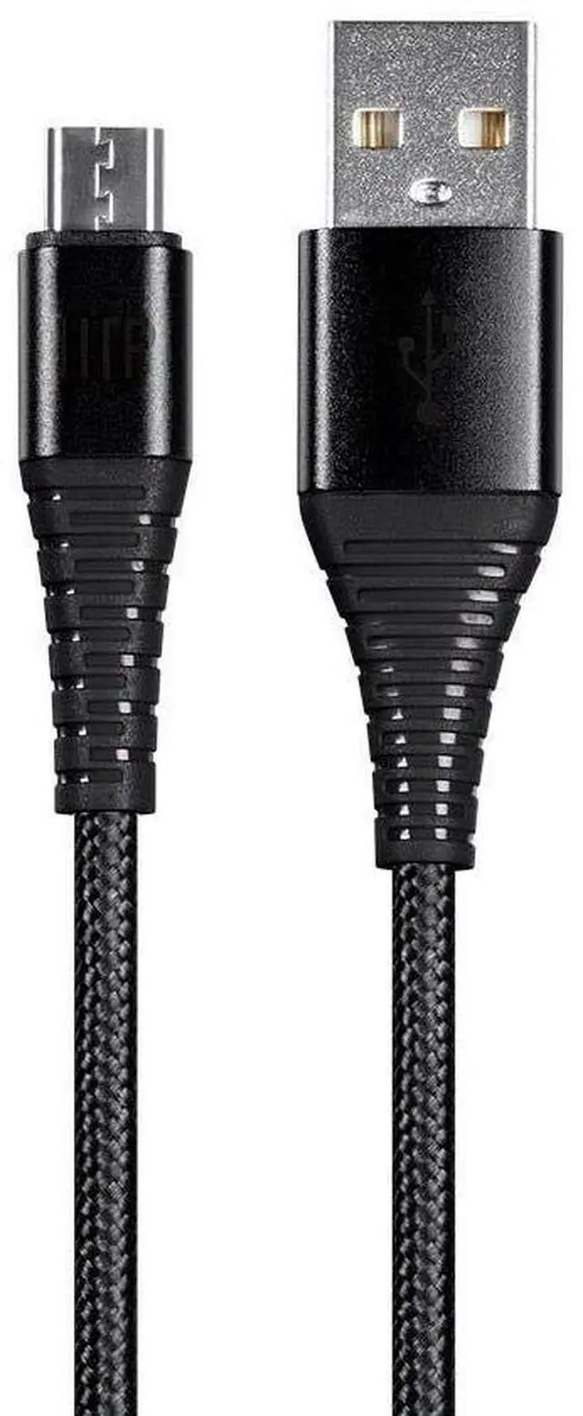 Main image of USB 2.0 Micro B to Type A Charge & Sync Cable - 6 Feet - Black | Nylon-Braid, Durable, Kevlar-Reinforced - AtlasFlex Series