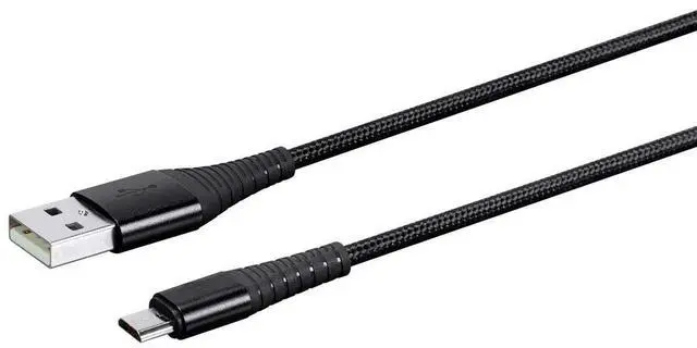 Alt view image 2 of 6 - USB 2.0 Micro B to Type A Charge & Sync Cable - 6 Feet - Black | Nylon-Braid, Durable, Kevlar-Reinforced - AtlasFlex Series