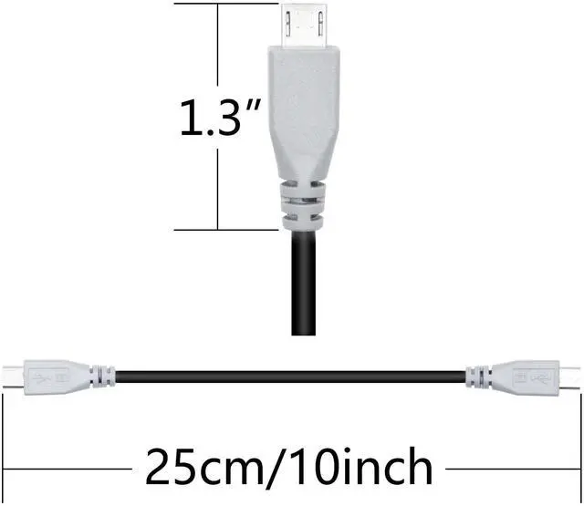 Alt view image 6 of 6 - Short Micro USB Charging Data Cable 10inch, Micro USB Male to Micro USB Male Power Cord with OTG Feature, Compatible Cell Phone, Tablet, MP3 Player, Game Controller, Headset(3Pcs)
