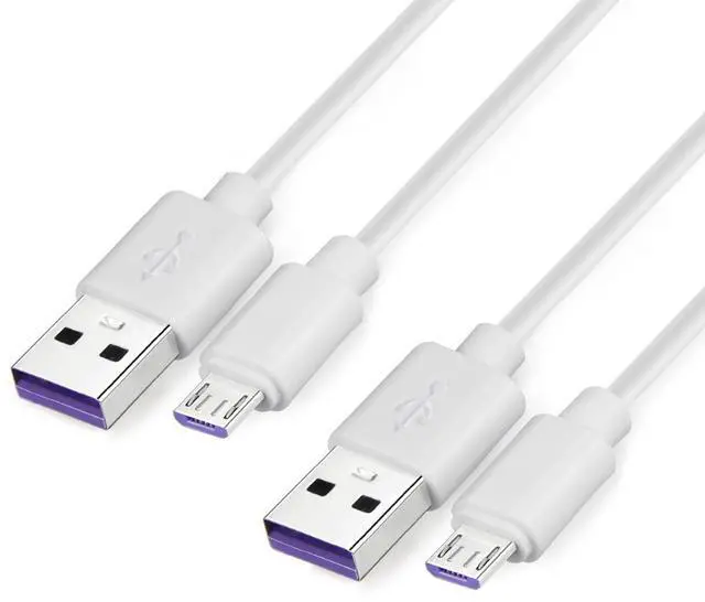 Main image of USB to Micro USB Cable, 6ft Android Charging Cord - White, Data Transfer and Charger Cable, 2-Pack