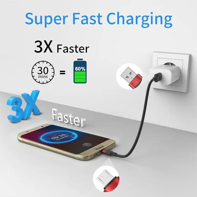 Alt view image 5 of 7 - 10 Pack Short Micro USB Cable 1ft, Bulk 12 inch Micro USB Cable Pack, Durable USB 2.0 Android Charger Cords for Charging Stations Samsung Galaxy S6 S7 J7 Note 5 LG Kindle Fire Sony PS4 TV Sticks