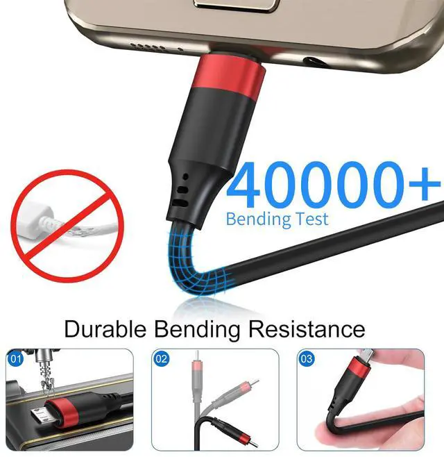 Alt view image 7 of 7 - 10 Pack Short Micro USB Cable 1ft, Bulk 12 inch Micro USB Cable Pack, Durable USB 2.0 Android Charger Cords for Charging Stations Samsung Galaxy S6 S7 J7 Note 5 LG Kindle Fire Sony PS4 TV Sticks