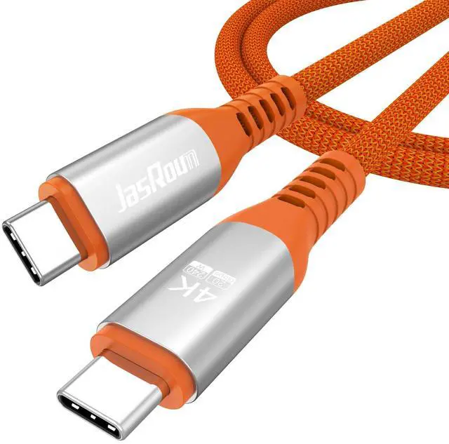 Main image of USB C Monitor Cable 3FT, 4K@60Hz Video/20Gbps High-Speed Data Transfer/240W Charging USB 3.2 Gen 2x2 Type C Power Cord Full Function Orange for Portable Monitor Laptop SSD Hub Phone