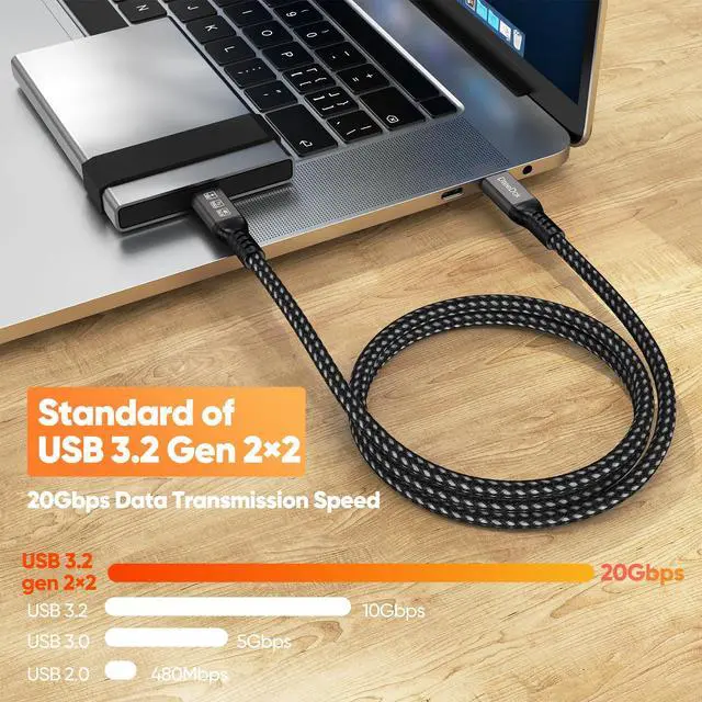 Alt view image 3 of 7 - USB C Monitor Video Cable 3Ft, 4K@60Hz Display/20Gbps Data Transfer/100W Fast Charging USB Type C Cord USBC 3.2 Gen 2 for Monitor Docking Station Laptop Phones and More