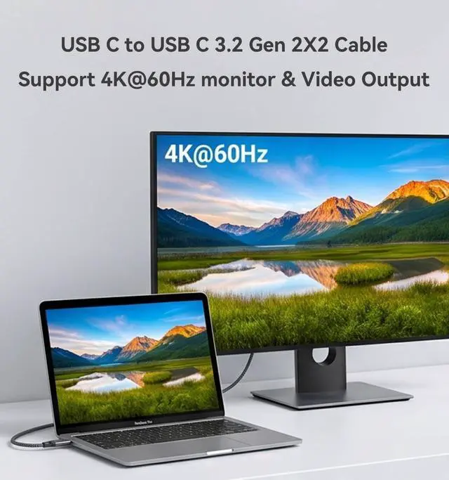 Alt view image 4 of 7 - 3FT USB C to USB C 3.2 Gen 2 X 2 Video Cable for Monitor, 240 Watt Fast Charging Cable, 20Gbps High Speed Data Transfer Cable, 4k@60Hz Full Function Display Cable for iPhone 17, Laptop, SSD, Hub, eGPU
